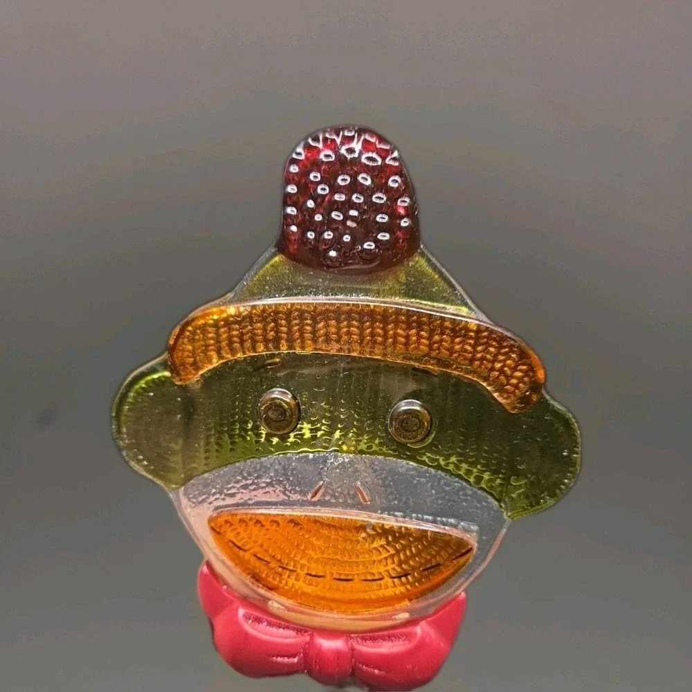 Midwest Seasons  Sock Monkey Night Light EUC Stained Glass Look Very Cute!‎